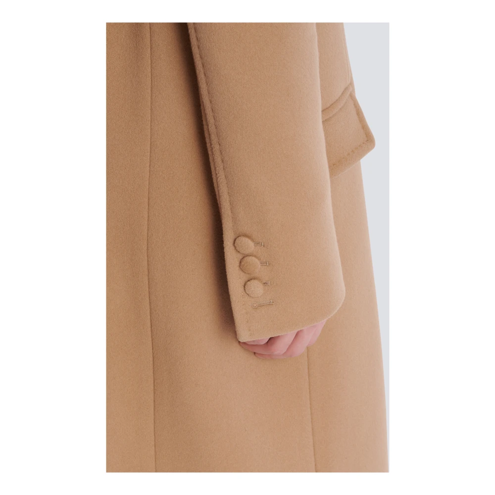 Balmain Lange Jas van Wol en Kasjmier Brown Heren