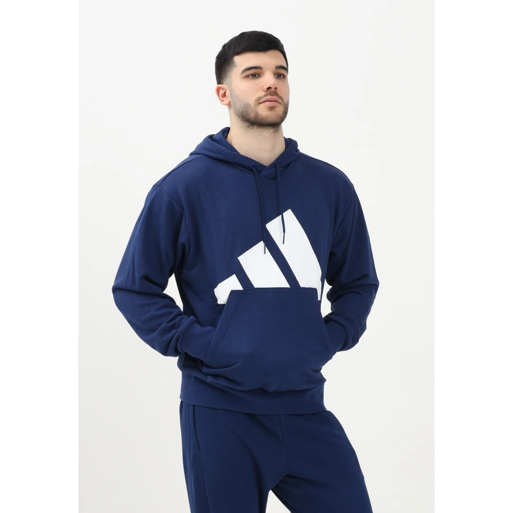 Adidas Blauwe hoodie Essentials Big Logo White Heren