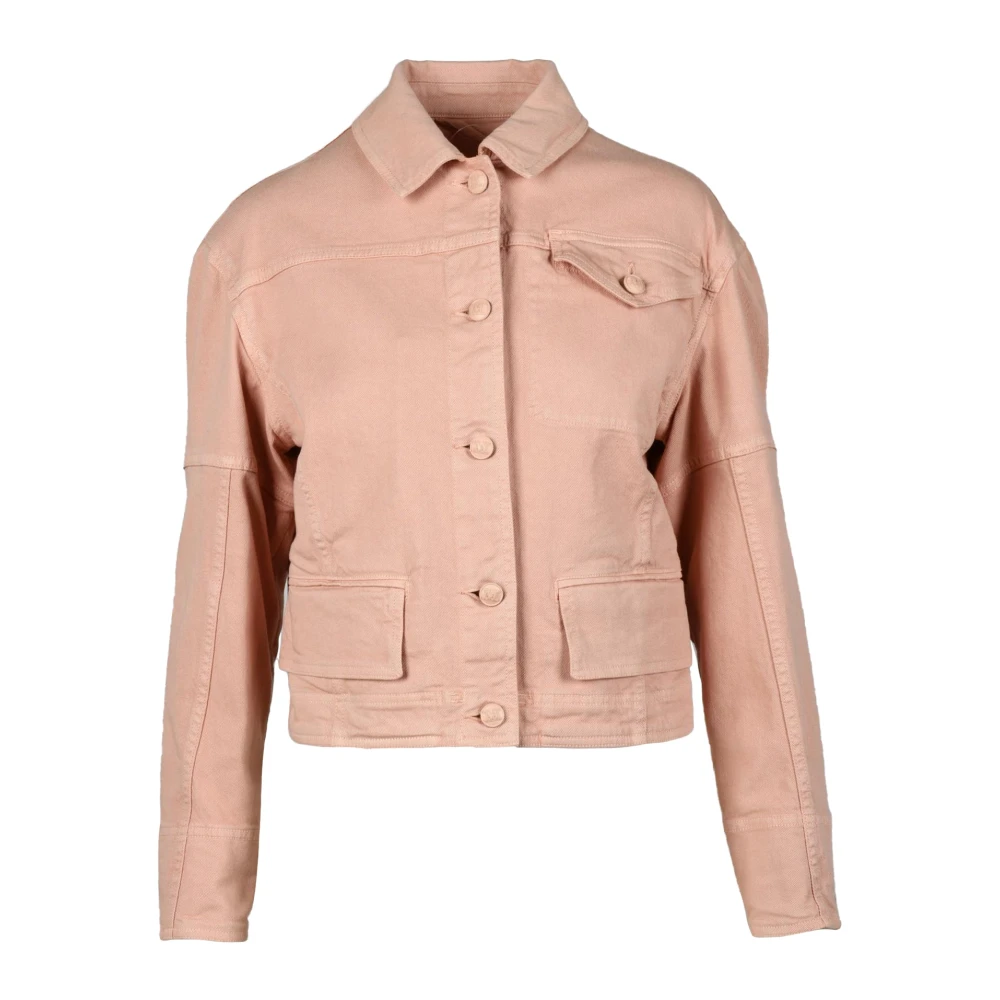 Max Mara Katoen Elastaan Jas Pink Dames