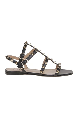 Studded Calfskin Flat Sandals