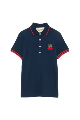 Marinblå Körsbär Polo Top