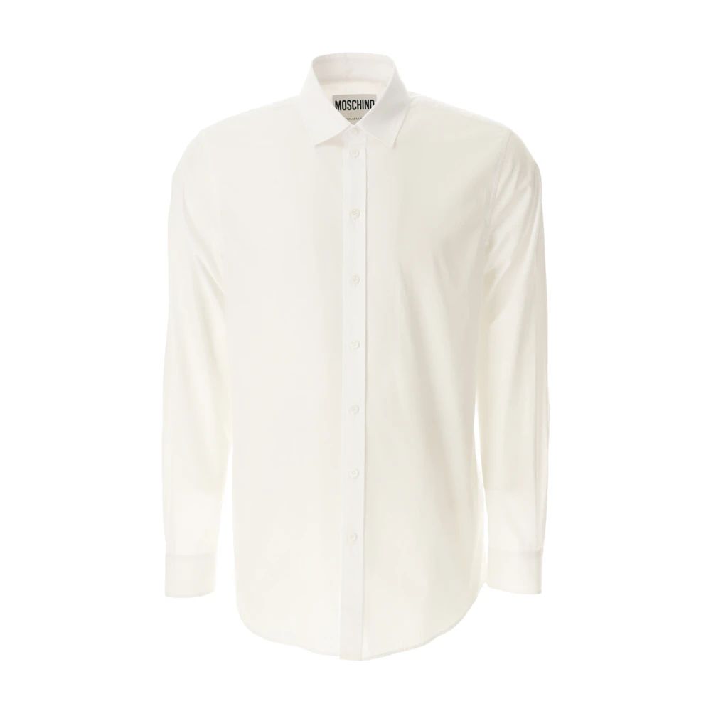 Moschino Puurd Katoen Poplin Overhemd Wit White Heren