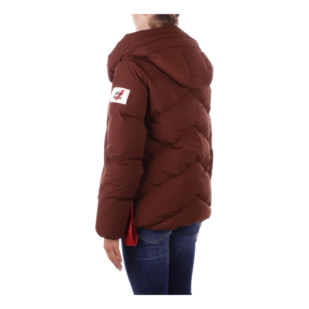 Afterlabel Hooded Jacket met zijlogo rits Brown Dames