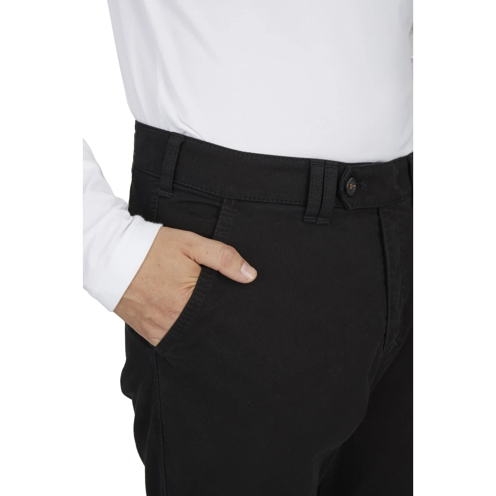 club of comfort Comfortabele platte voorkant broek met elastische tailleband en overhemd stopper Black Heren