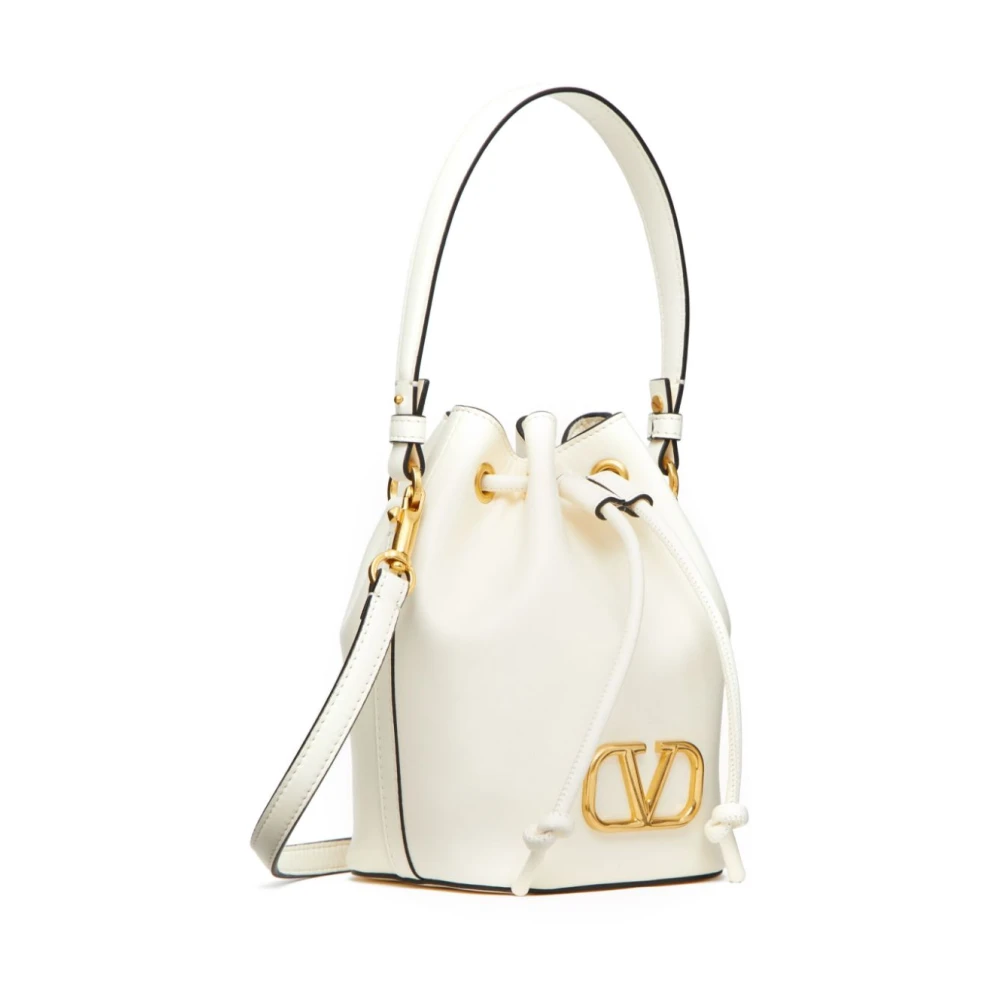 Valentino Garavani Witte Nappa Leren Trekkoord Tas White Dames