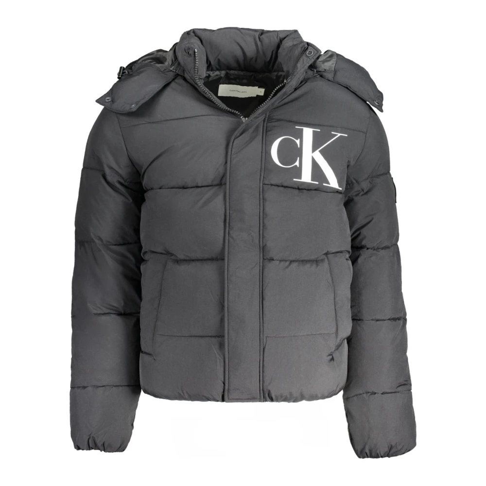 Calvin Klein Zwarte jas met afneembare capuchon Black Heren