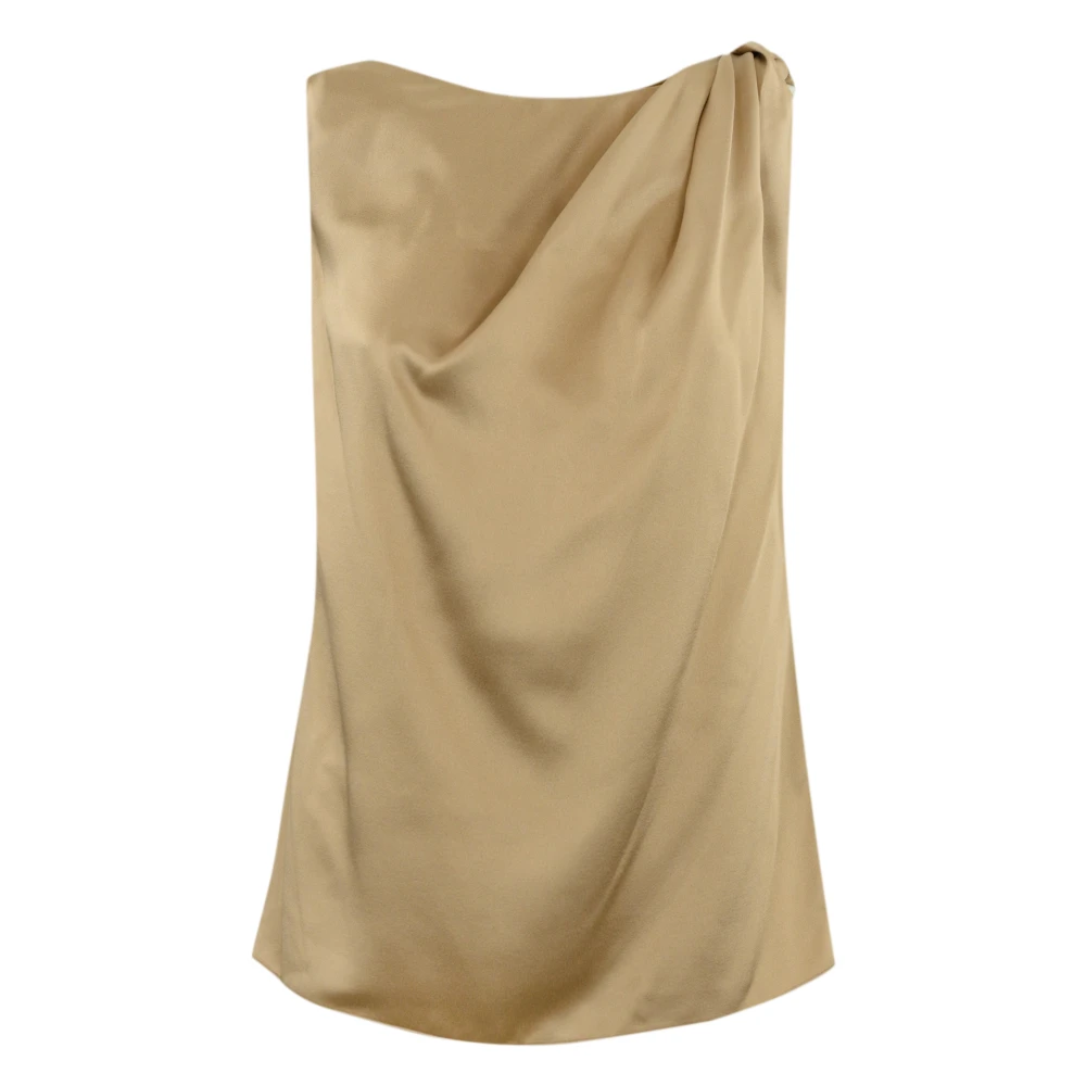 Liviana Conti Mouwloze Viscose Blouse Vloeiend Ontwerp Yellow Dames