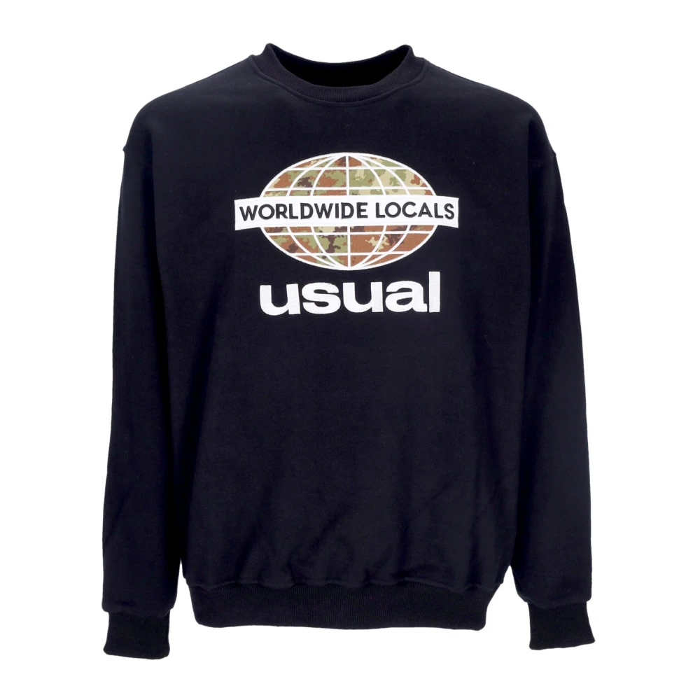 Usual Lokale Crewneck Zwarte Sweatshirt Black Heren