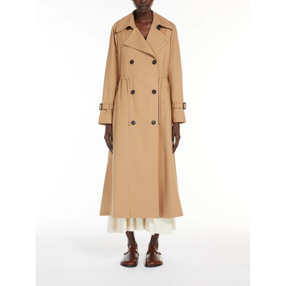 Max Mara Weekend Bruine Wollen Trenchcoat Brown Dames