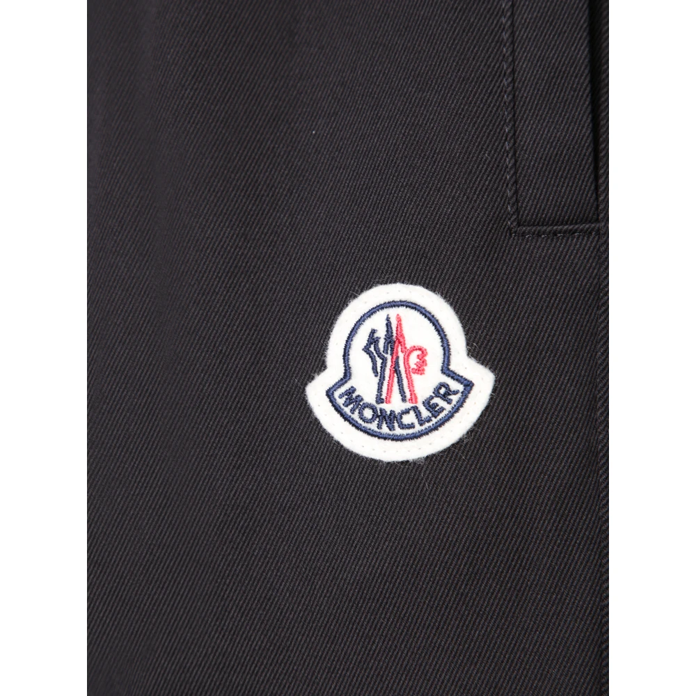Moncler Zwarte Technische Stof Elastische Taille Broek Black Heren