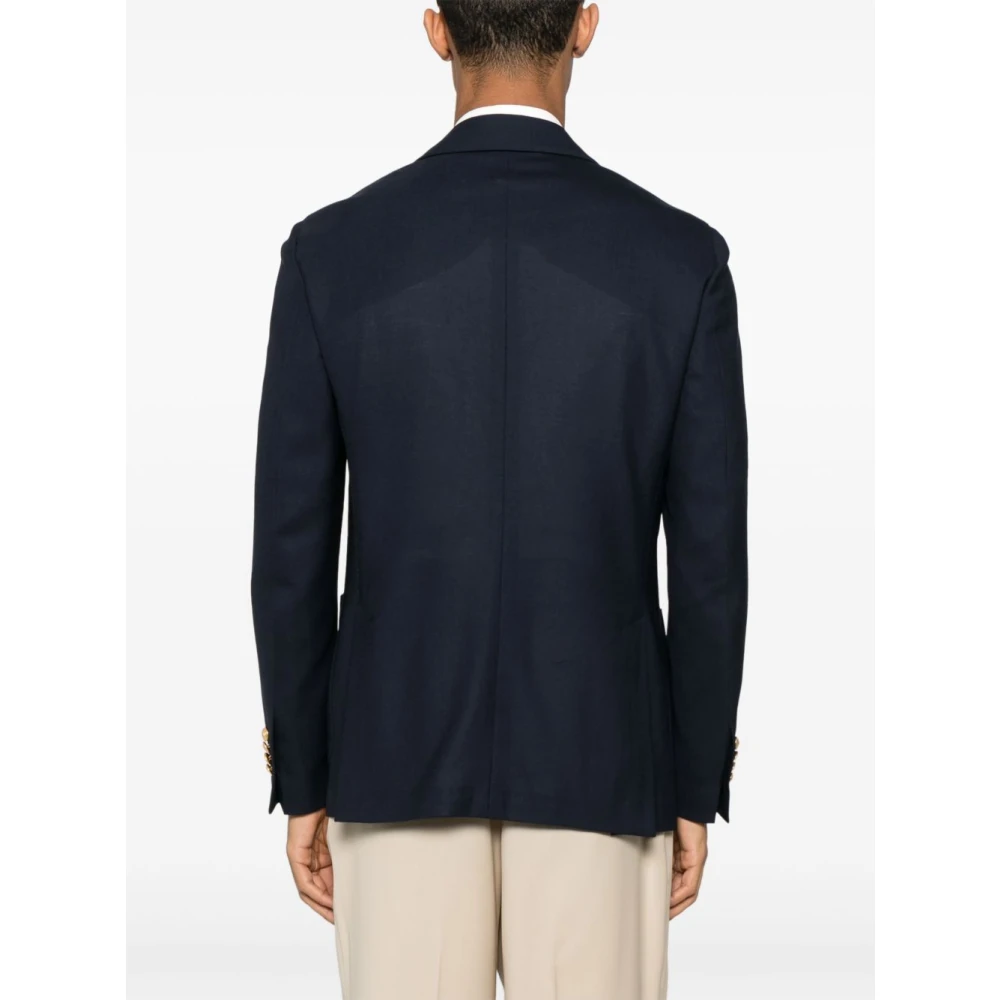 Lardini Blauwe Jas met Voorknoopsluiting Blue Heren