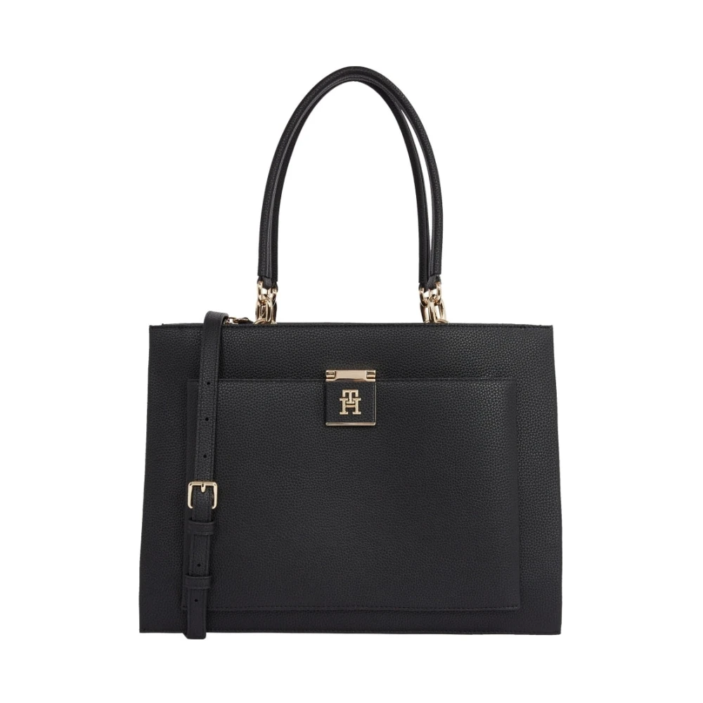 Tommy Hilfiger Zwarte Dames Handtas Satchel Stijl Black Dames