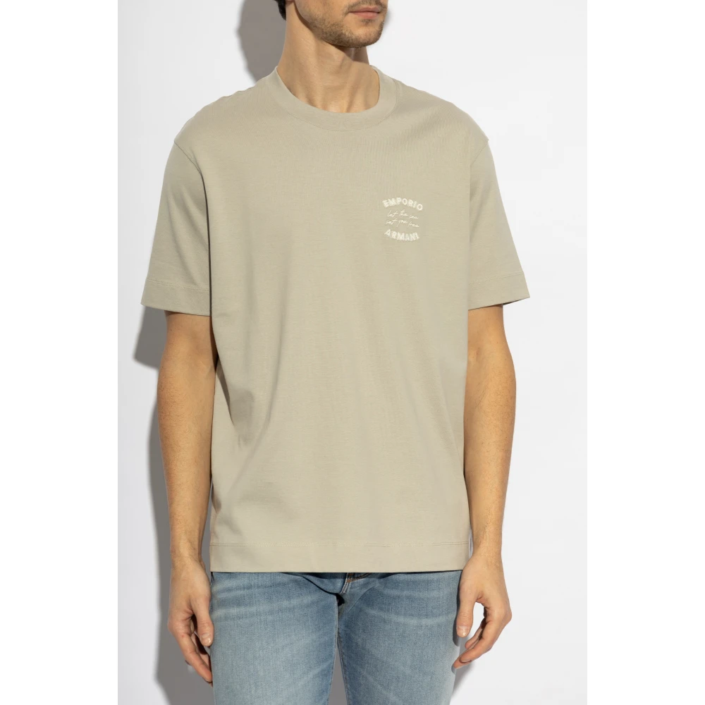 Emporio Armani T-shirt met logo Beige Heren