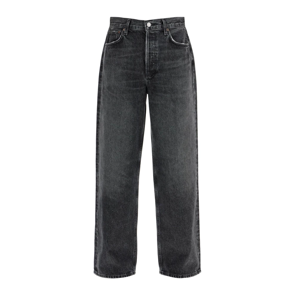 Agolde Zwarte Versleten Baggy Denim Jeans Black Dames