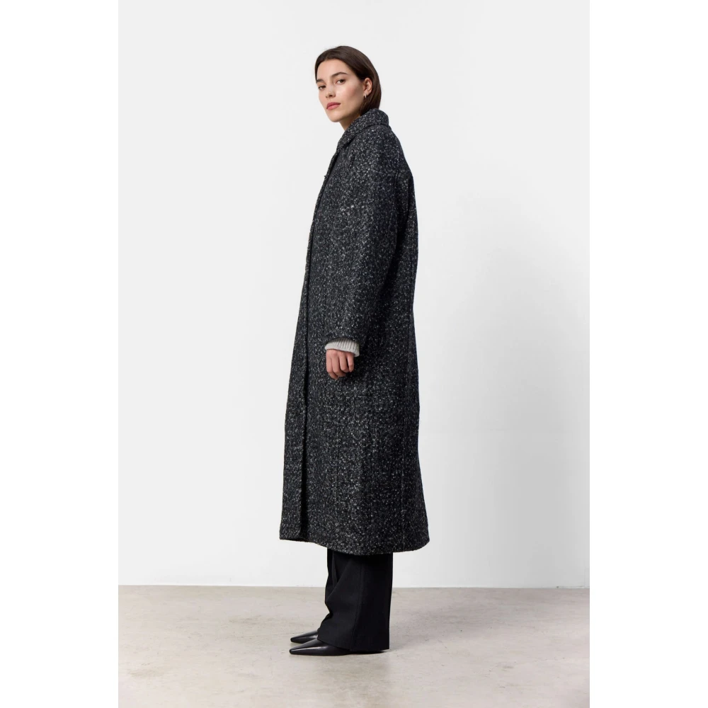 Levete Room Zwart Combi Wollen Jas Black Dames