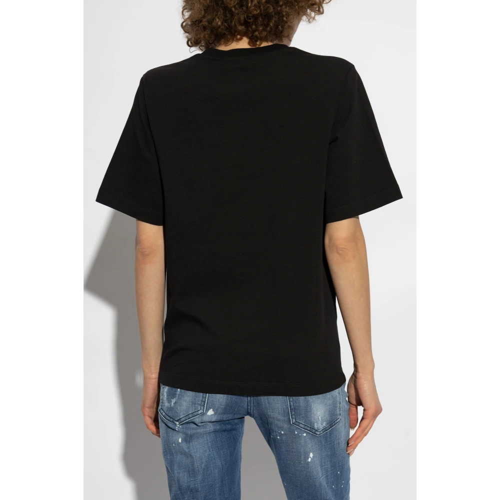 Dsquared2 T-shirt met bedrukt logo Black Dames