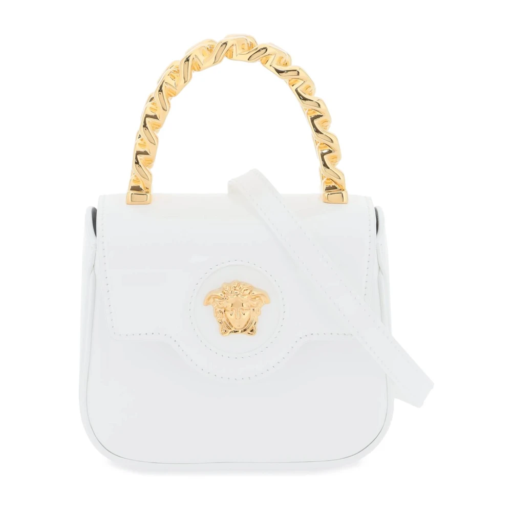 Versace Patentläder Mini Väska med Medusa Huvud White, Dam