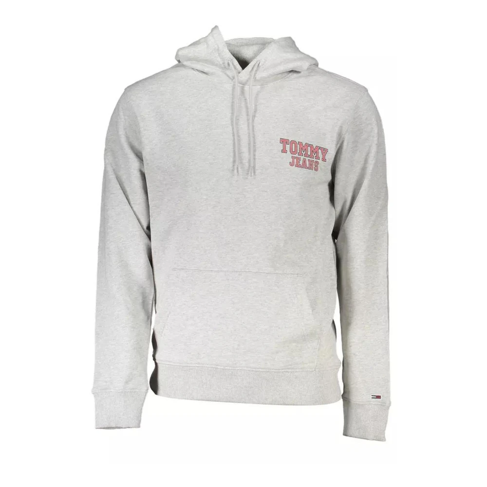 Tommy Hilfiger Men's Gray Hoodies, Xl, Cotton Hooded Sweatshirt With Large Pocket And Print