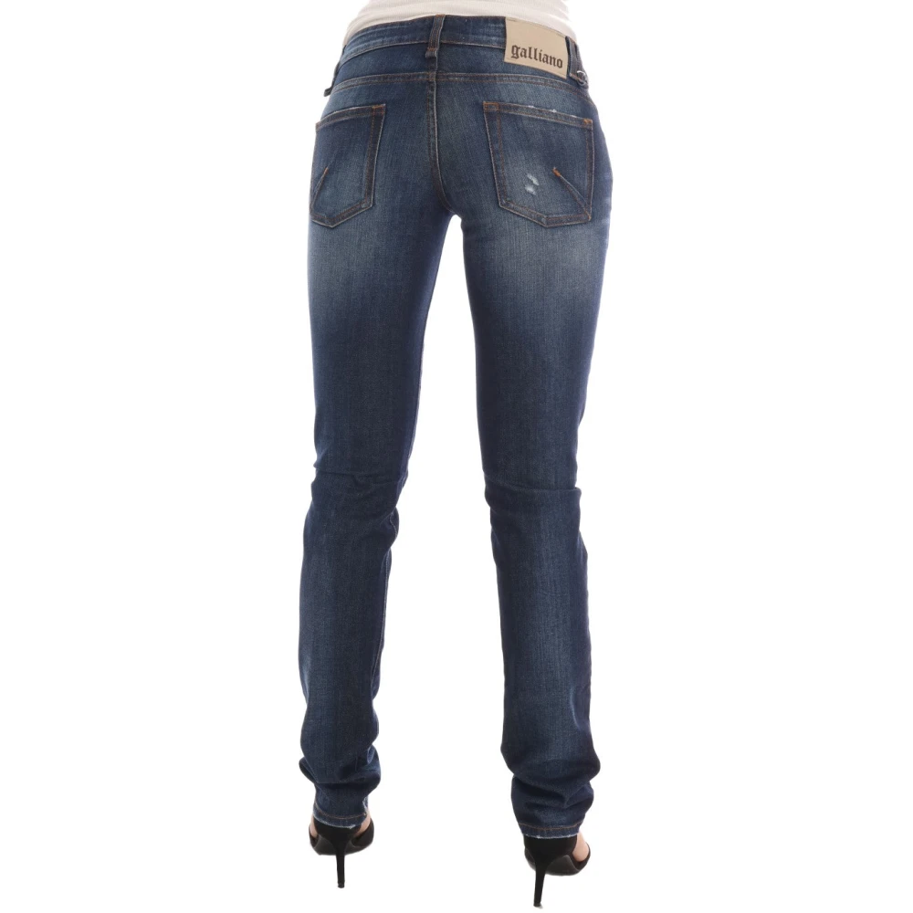 John Galliano Stijlvolle Skinny Low Rise Denim Jeans Blue Dames