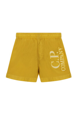 gule-badeshorts-med-trykt-logo