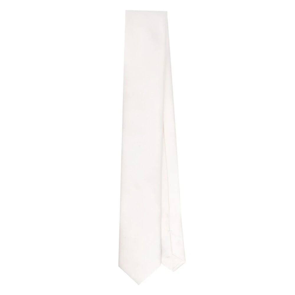 Dolce & Gabbana Zijden stropdas met geborduurd logo White Heren