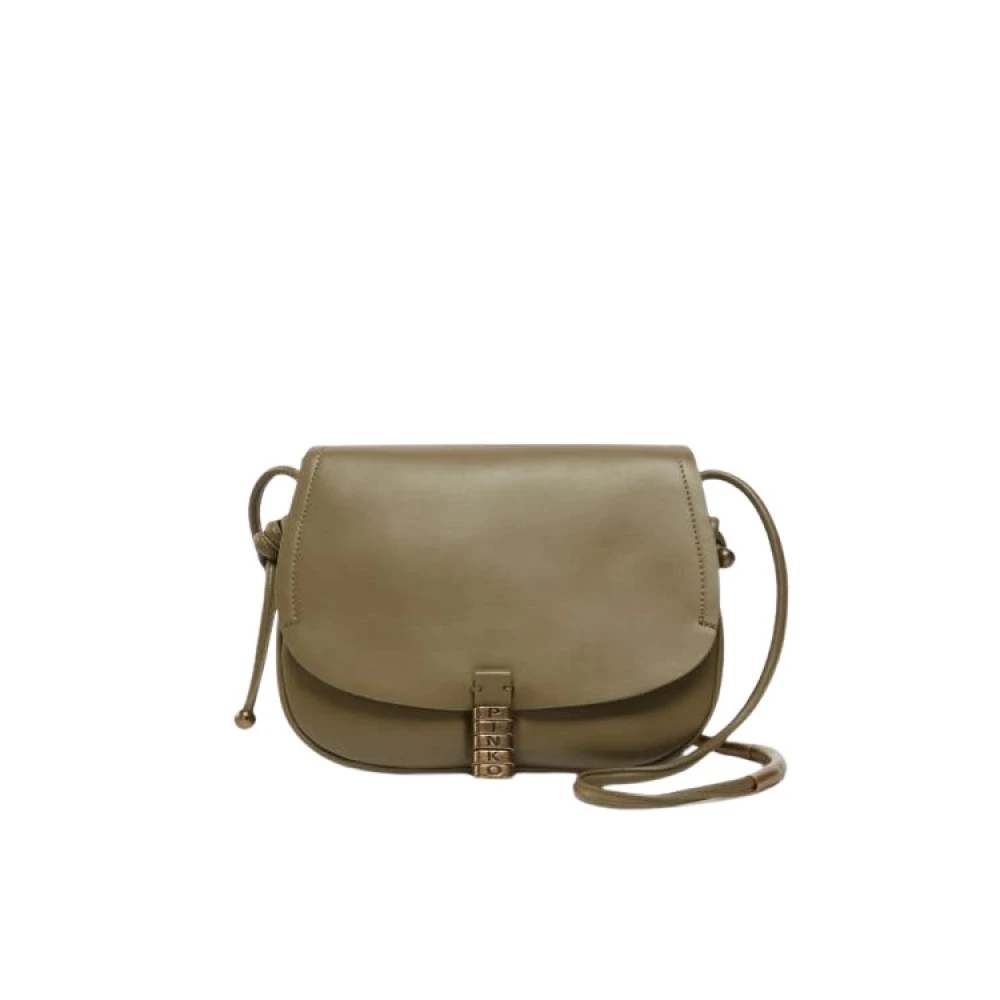 Pinko Women's Green Classic Leather Saddle Bag - Cross Body Bags - One Size - Bags