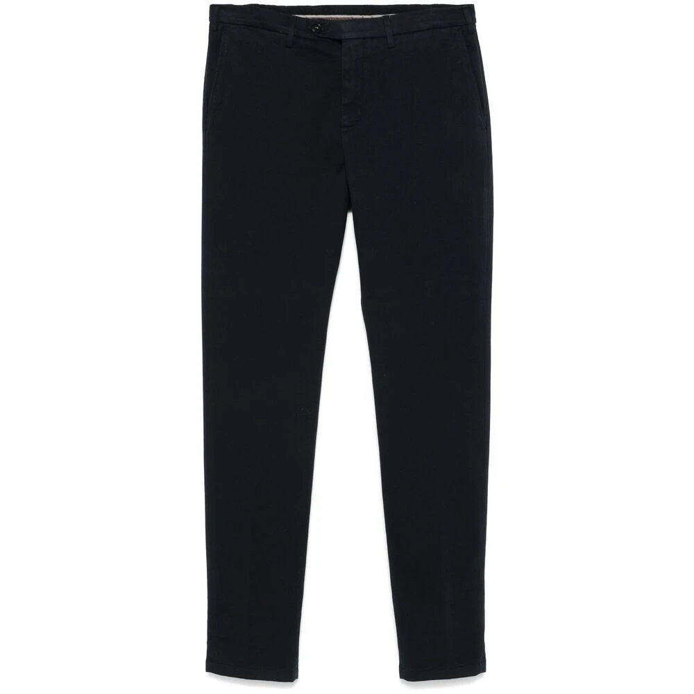 Canali Navy Blauwe Slim Fit Twill Broek Blue Heren