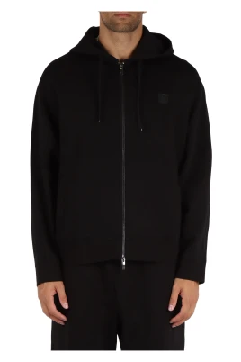 Bomulls-zip-hoodie med logotyplapp framtill