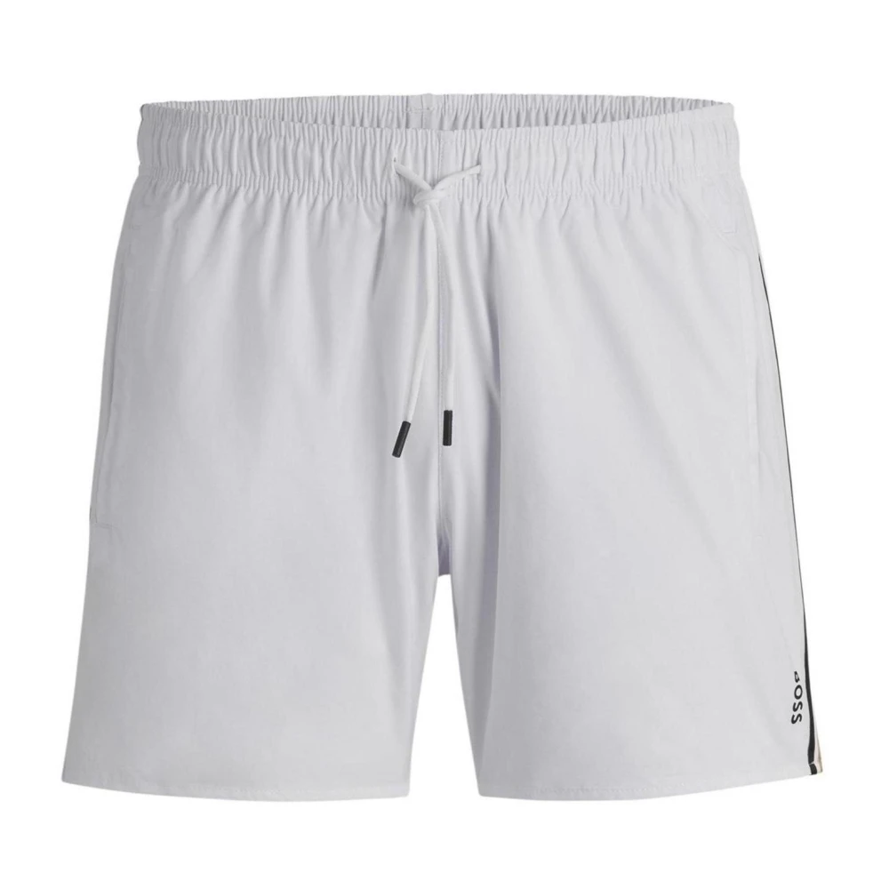 Hugo Men's White Beachwear, Xl, Boxer Swimwear Model