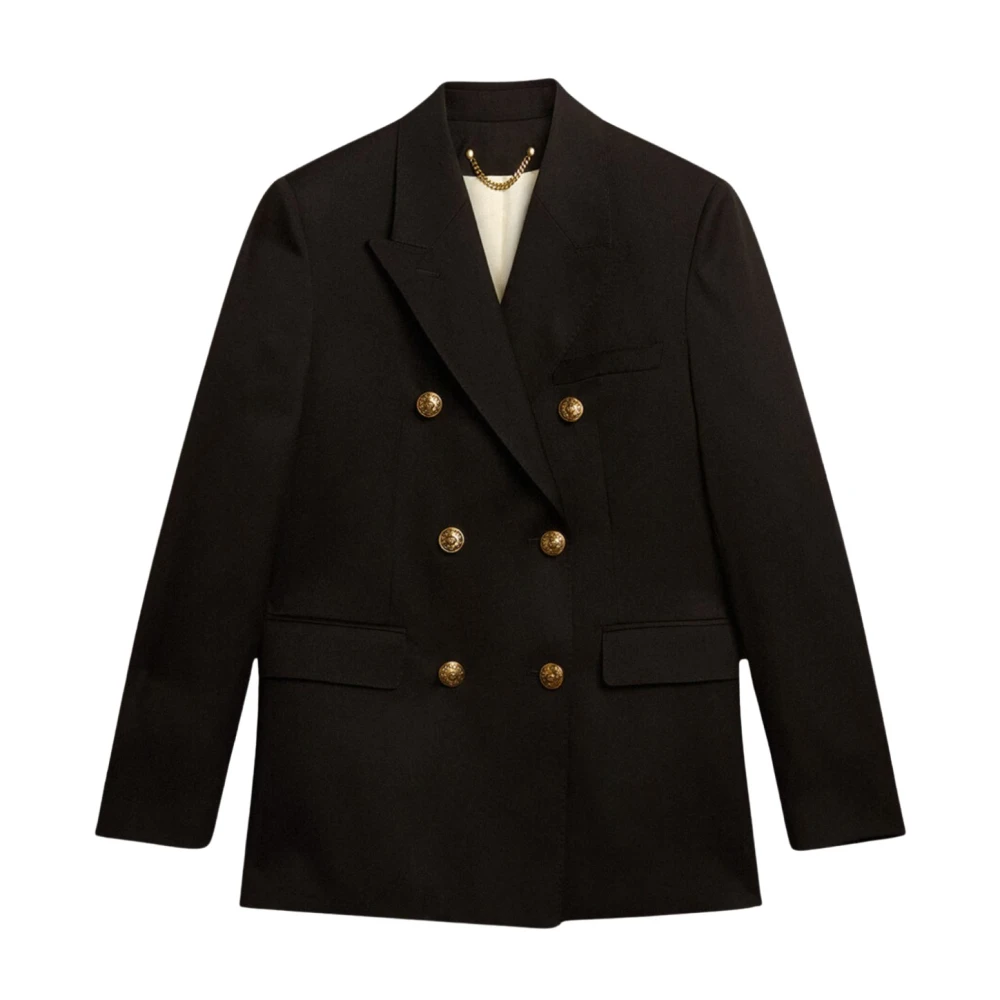 Golden Goose Double Breasted Zwarte Wollen Blazer Black Heren