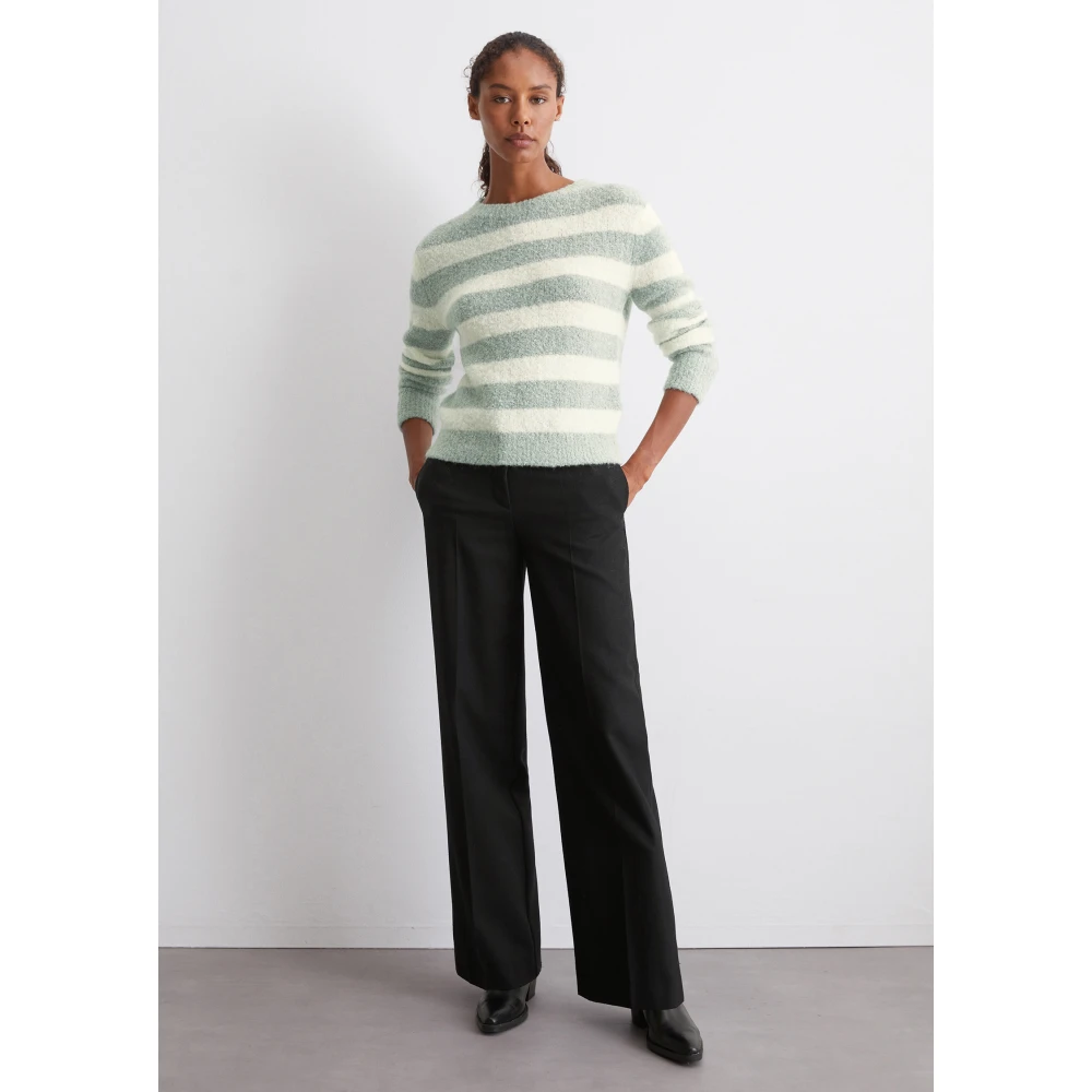 Marc O'Polo Gestreepte bouclé trui Green Dames