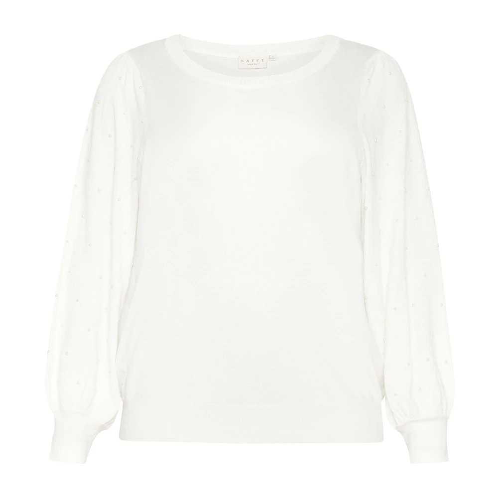 Kaffe Curve Pofmouw Gebreide Trui Krijt White Dames