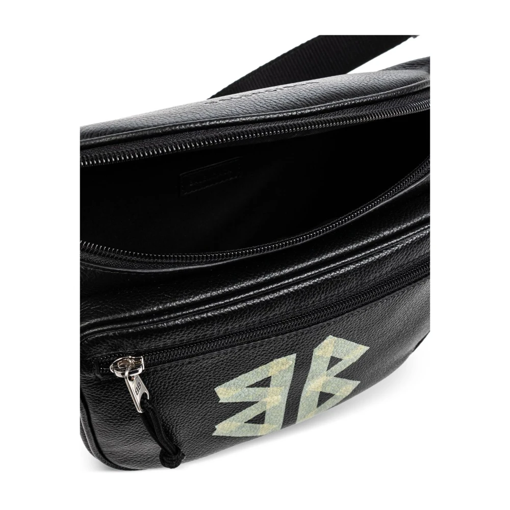 Balenciaga Zwart Logo Print Ritszakken Black Heren