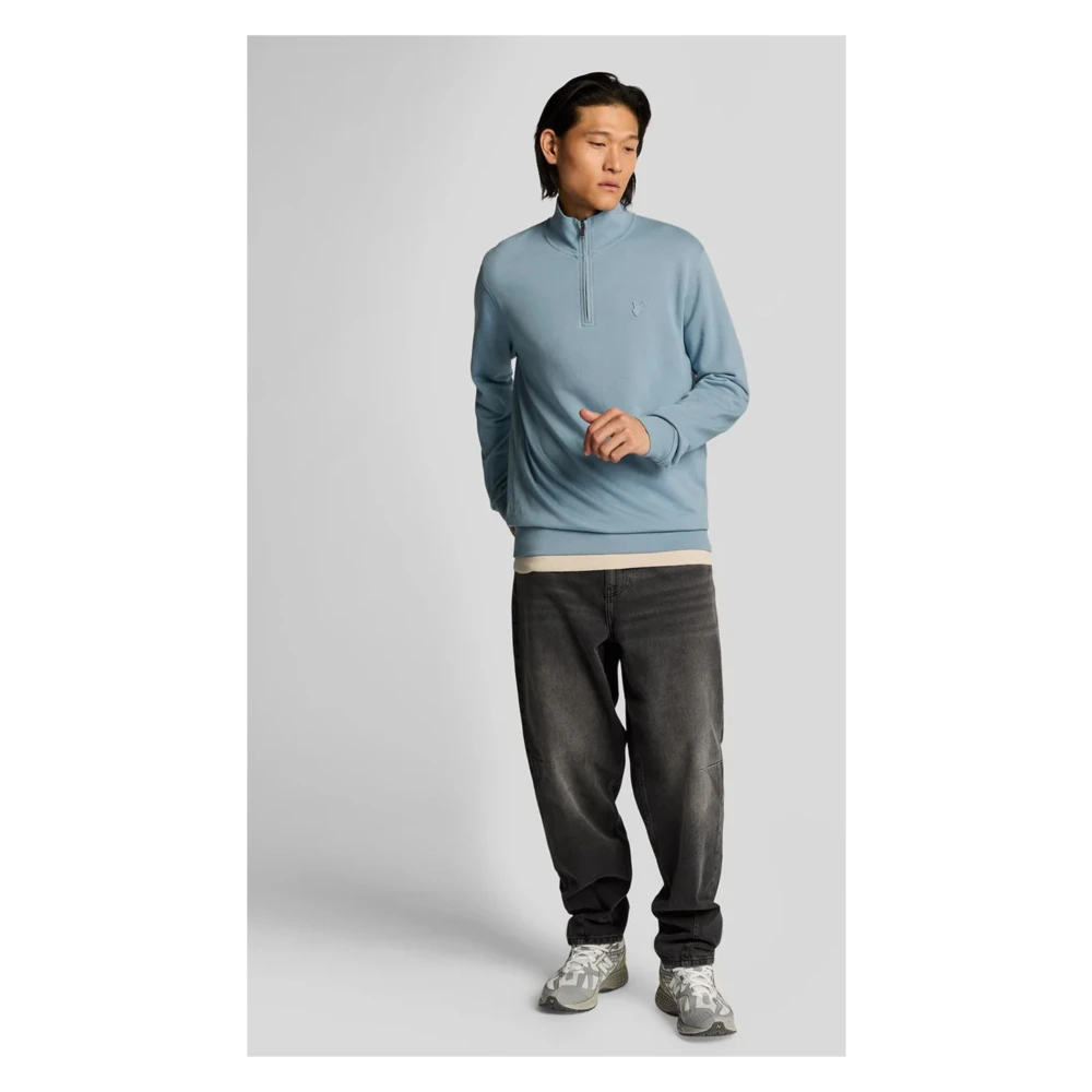 Lyle & Scott Superfijne Quarter Zip Sweater in Lichtblauw Blue Heren