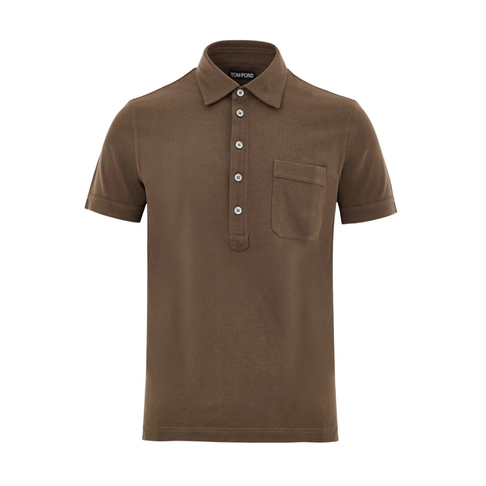Tom Ford Men's Brown Silk Blend Piquet Polo