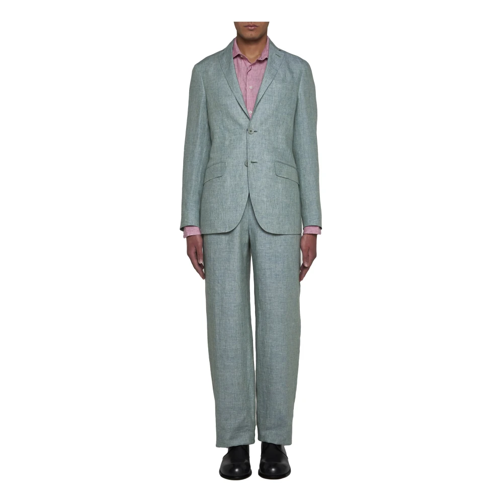 ETRO Groene Linnen Trekkoord Broek Green Heren