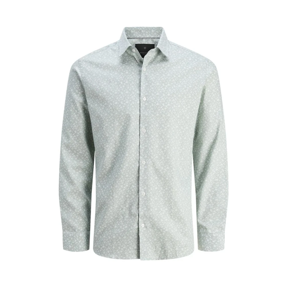 Jack & jones Print Dobby Lange Mouw Shirt Gray Heren