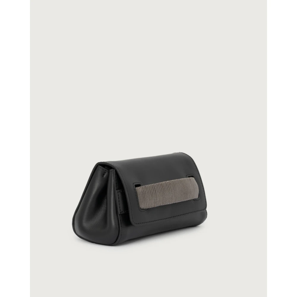 Orciani Nappa Chain Clutch in leer Black Dames
