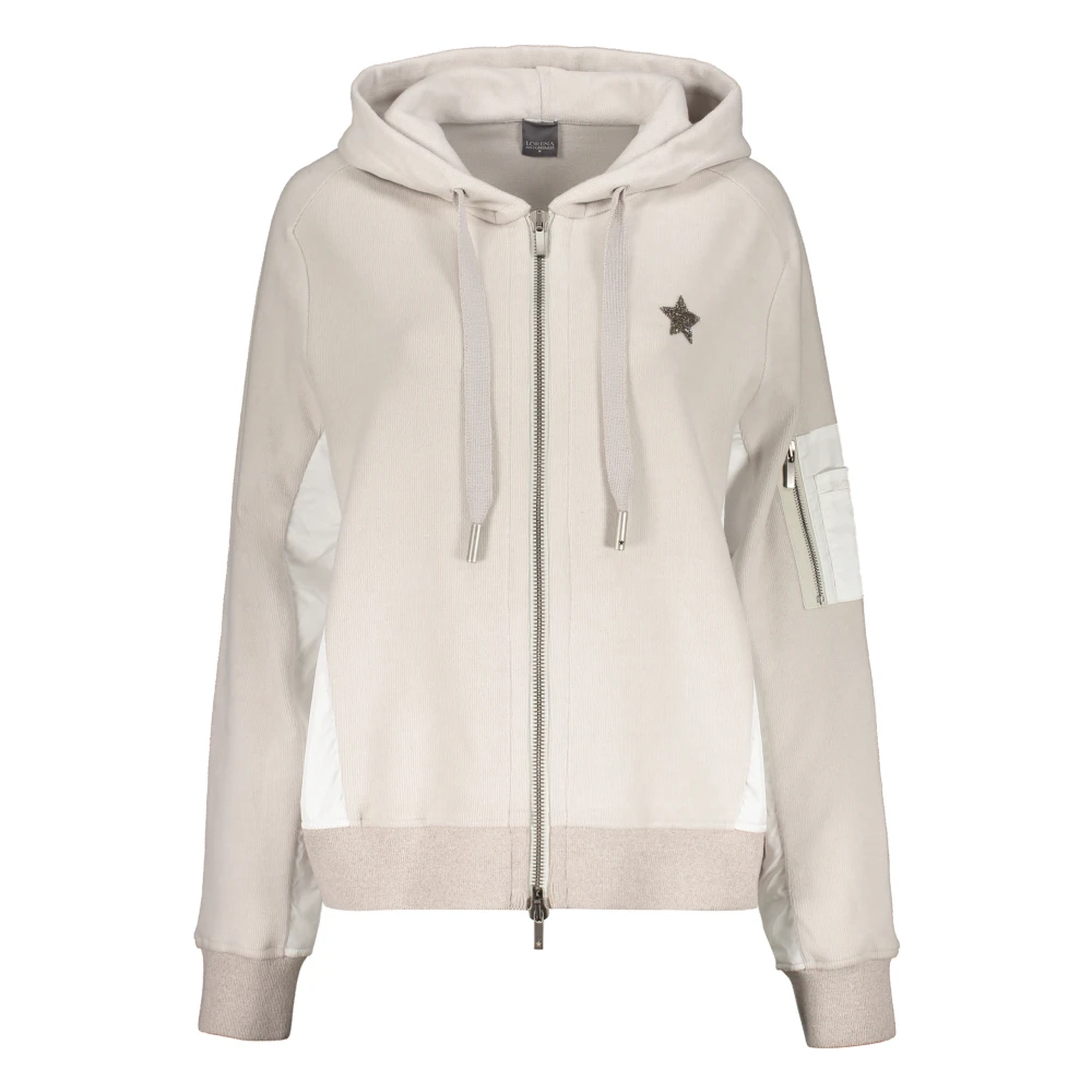 Lorena Antoniazzi Ritssluiting Hoodie met Ster Patch Beige Dames