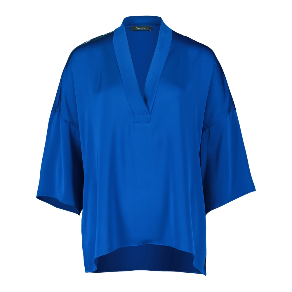 Vera Mont Elegante Blouse Shirt met Zijsplitten Blue Dames