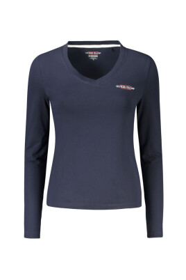 t-shirt-femme-col-v-en-coton-bleu