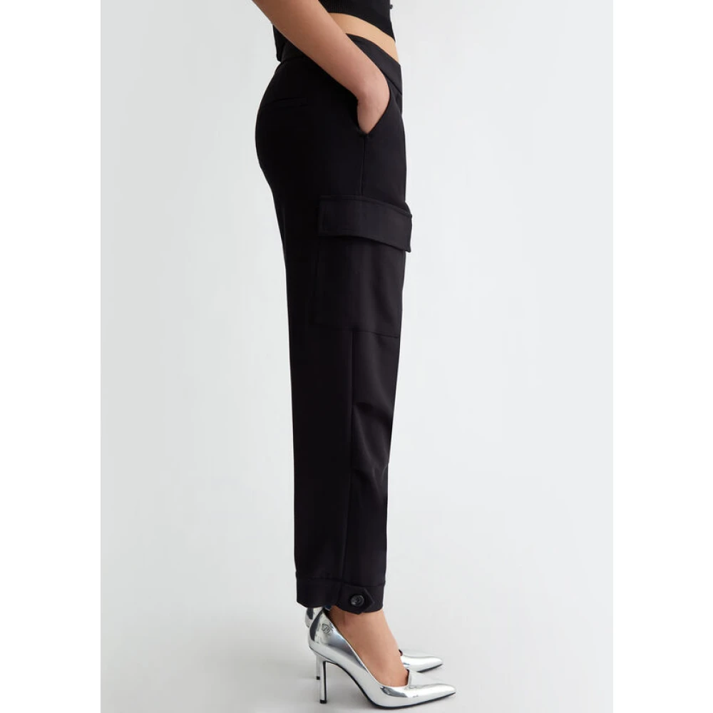 Liu Jo Zwarte Cropped Flanellen Broek Black Dames