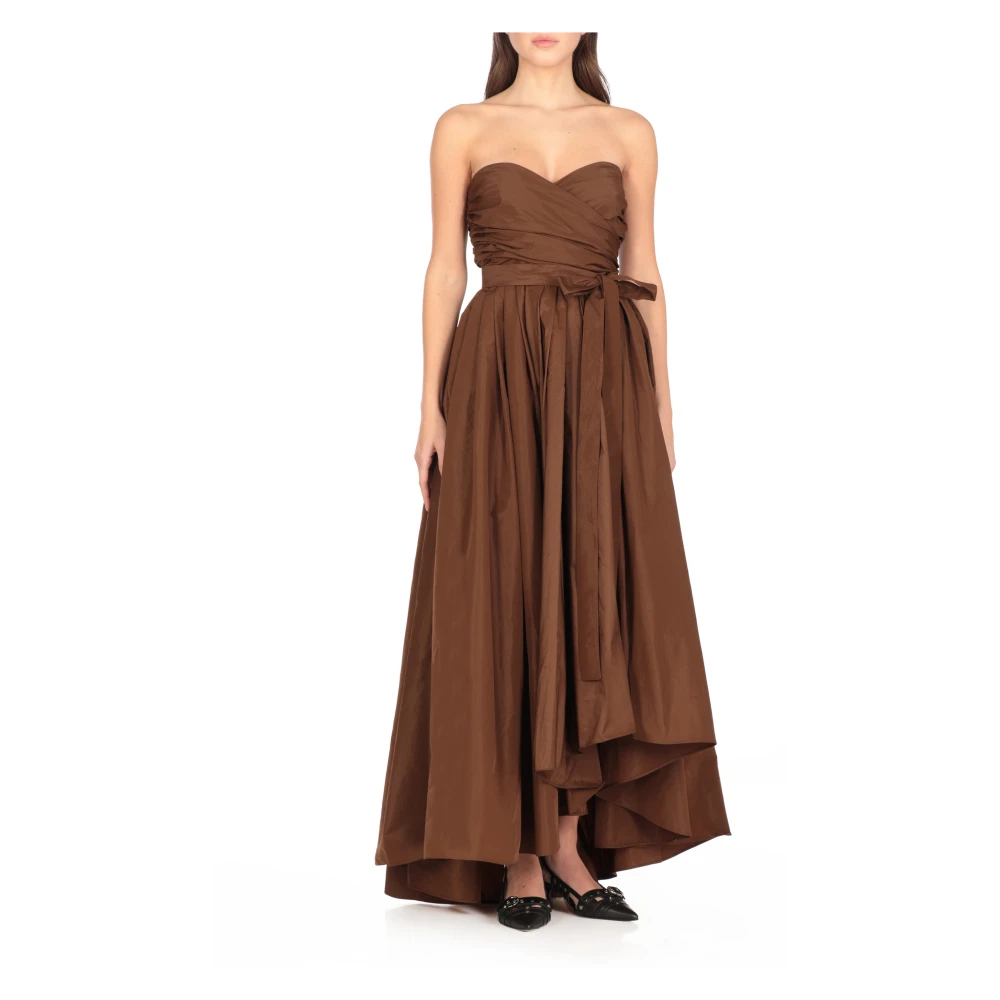 pinko Bruine Jurk met Hartvormige Halslijn en Mouwloos Brown Dames