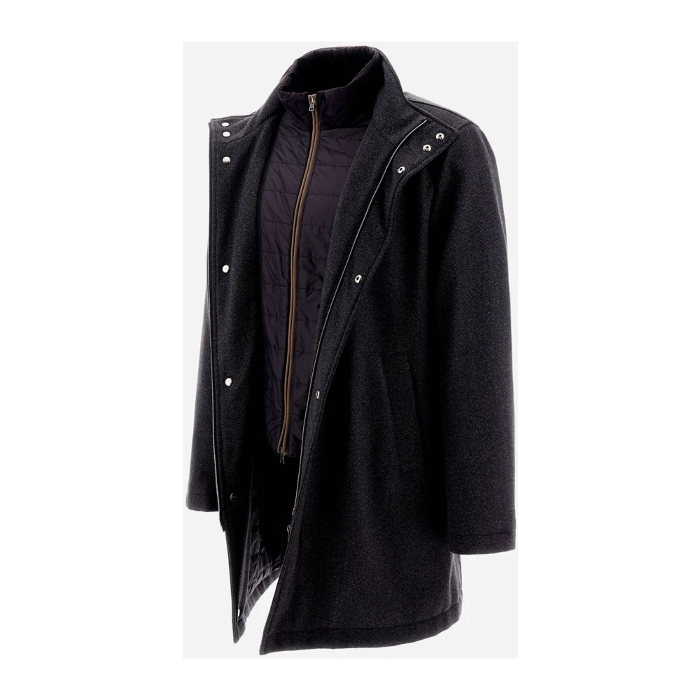Herno Tweed wollen carcoat Black Heren