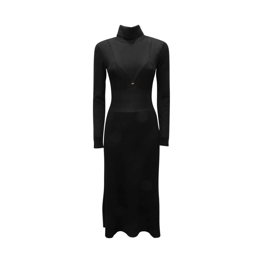 Elisabetta Franchi Black Knitted Dress - Female - Knitted Dresses - M - Dresses