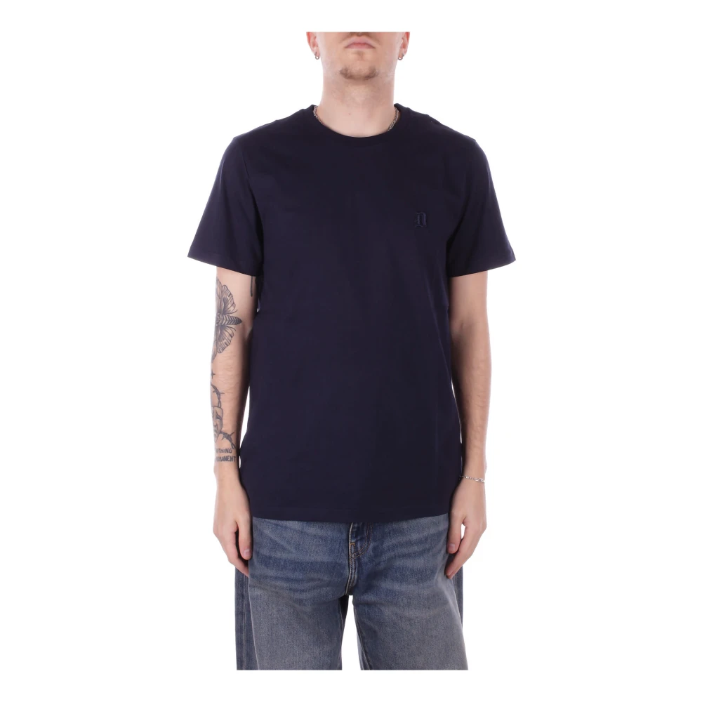 Dondup Blauw Logo Front T-shirt Blue Heren