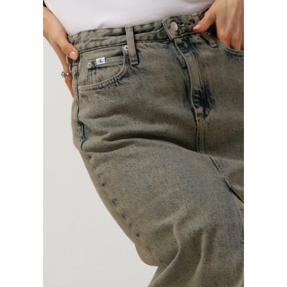 Calvin Klein Front Split Maxi Denim Rok Blue Dames