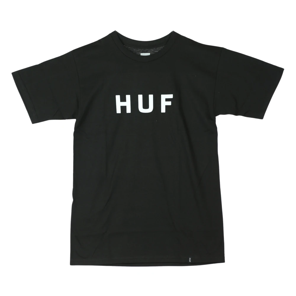 HUF Zwart Wit Logo Heren T-Shirt Black Heren