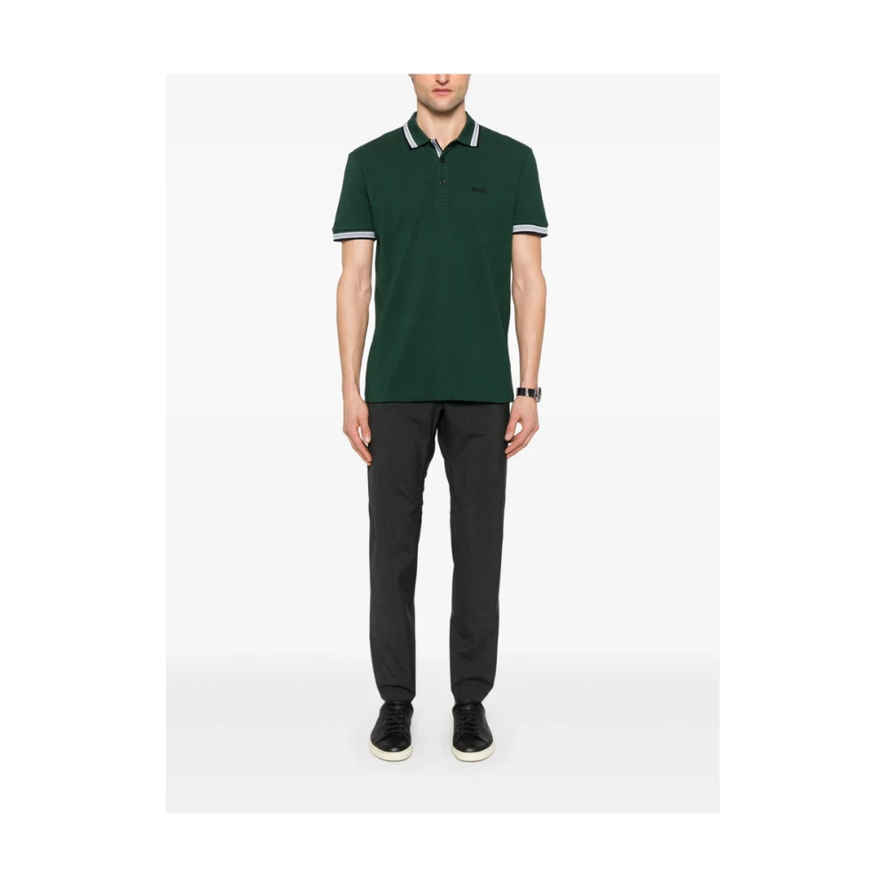 Hugo Boss Groene Gestreepte Rand Korte Mouw Trui Green Heren