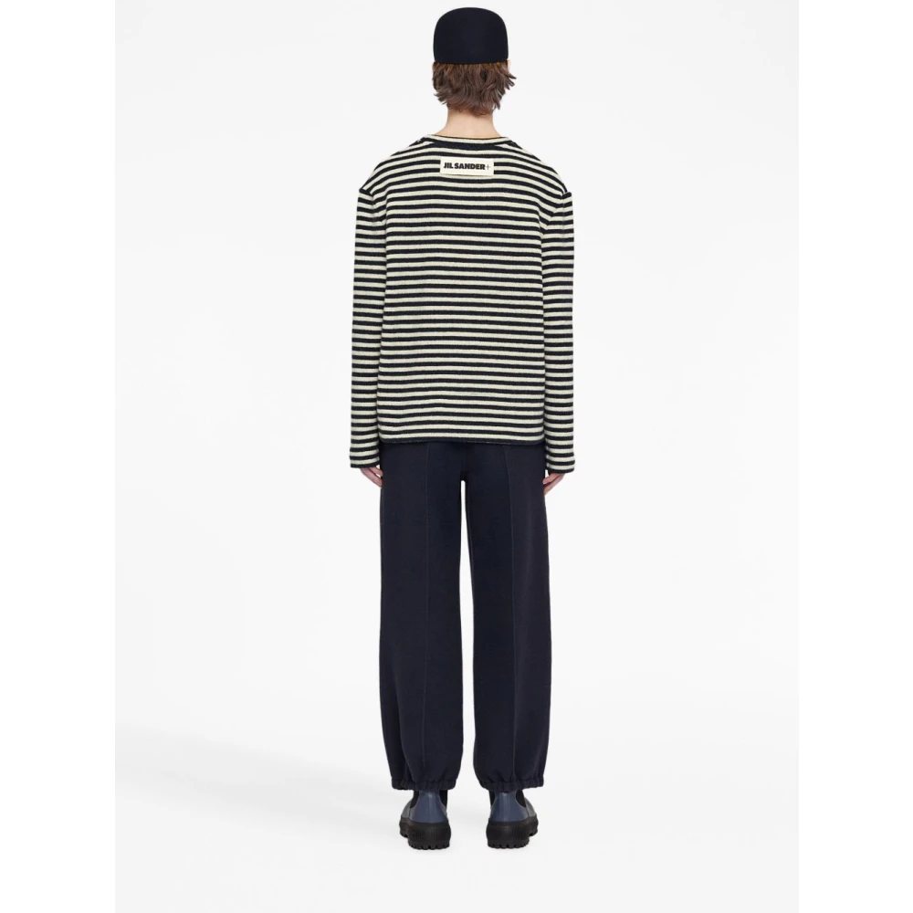 Jil Sander Gestreepte wollen trui Black Heren